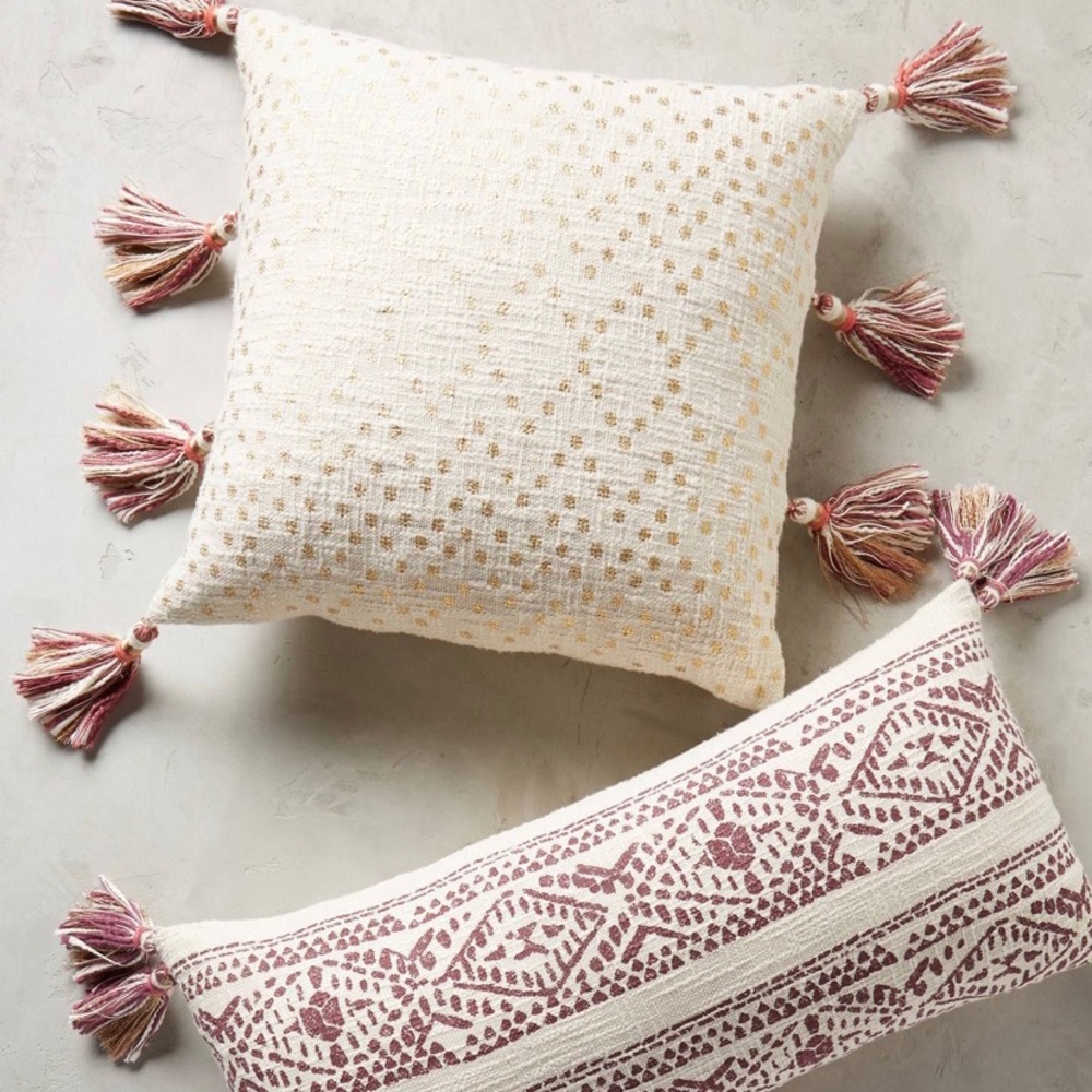 anthropologie boho tassel pillows (set of 3)